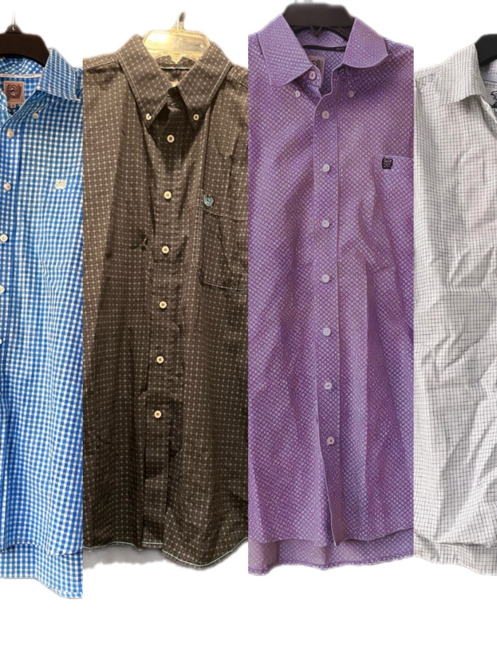 Men's Western Patterned Button-Up Shirts Bundle of 4 Size XLarge and Large
